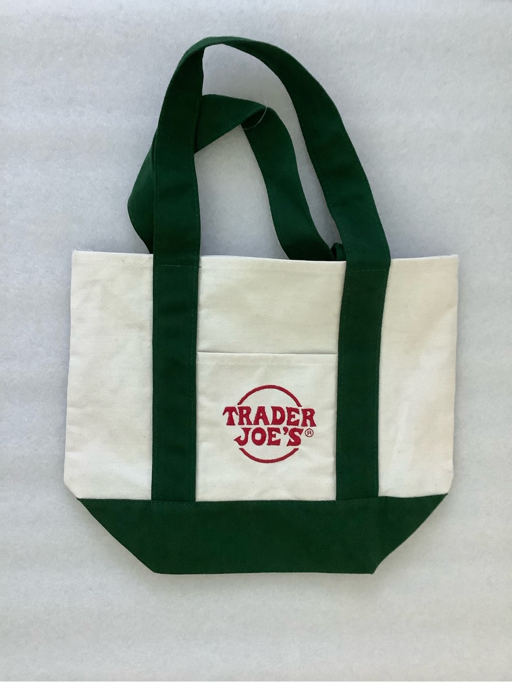 Trader Joe's Cream and Dark Green Canvas Tote